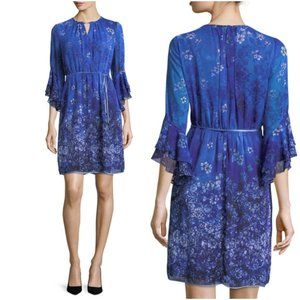 T Tahari Amber Frill-Sleeve Floral Print Dress
